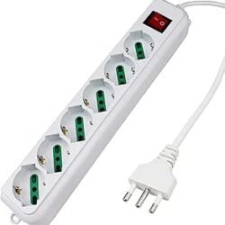 MULTIPRESA CIABATTA 6 POSTI 10/16 STANDARD ITALIANO C/INTERRUTTORE